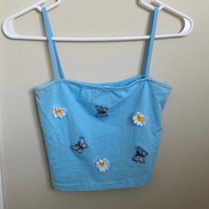 BABY BLUE BUTTERFLY CROP TOP🩵